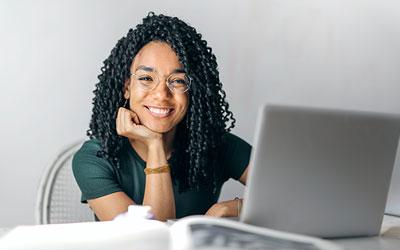 UB student with a laptop